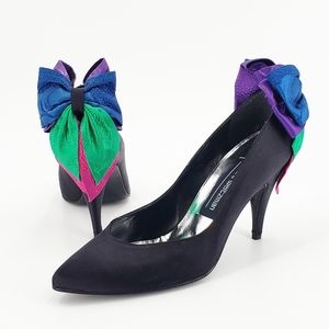 Stuart Weitzman Vibrant Bow Pumps Black Pink Green Blue Size 6 Vintage